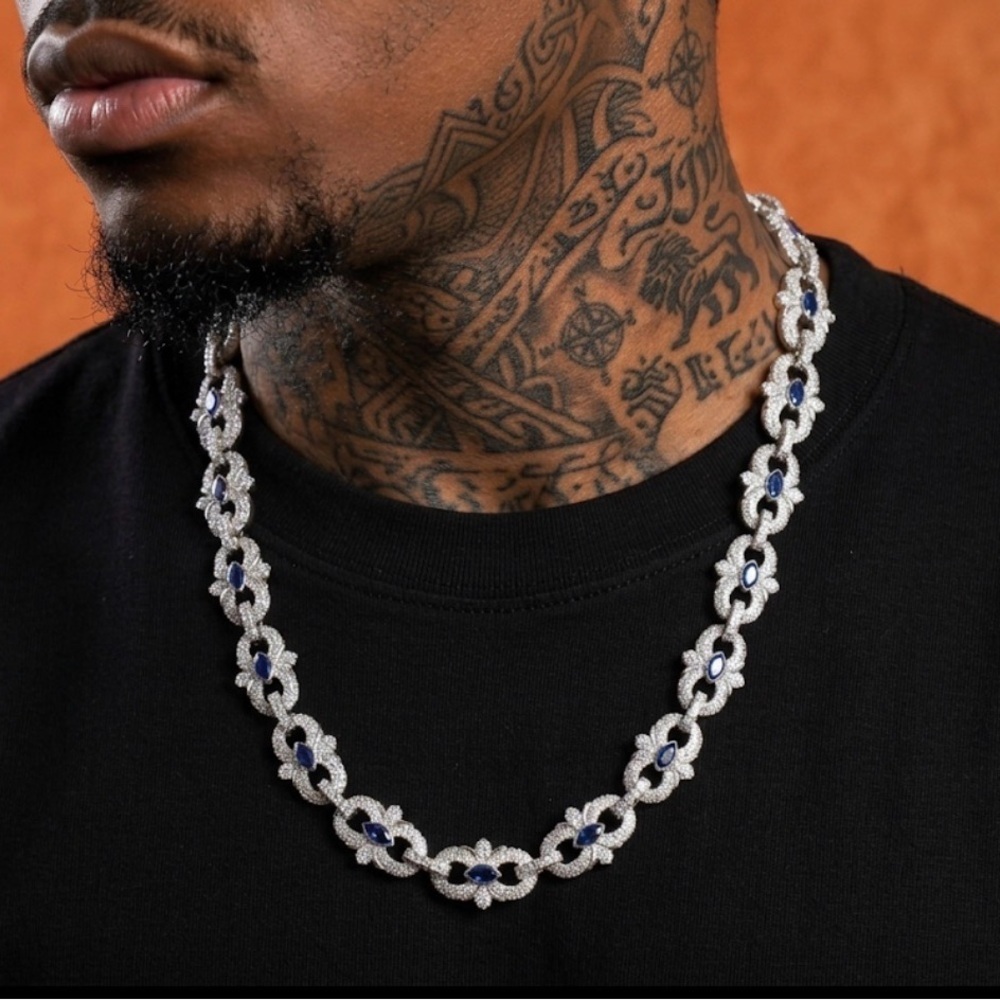 Blue and silver infinity link chain 20inch